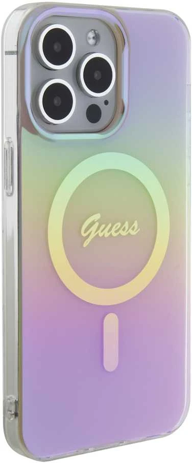 „Guess“ GUHMP15XHITSP iPhone 15 Pro Max 6.7" rausvas/rožinis kietas dėklas IML Iridescent MagSafe
