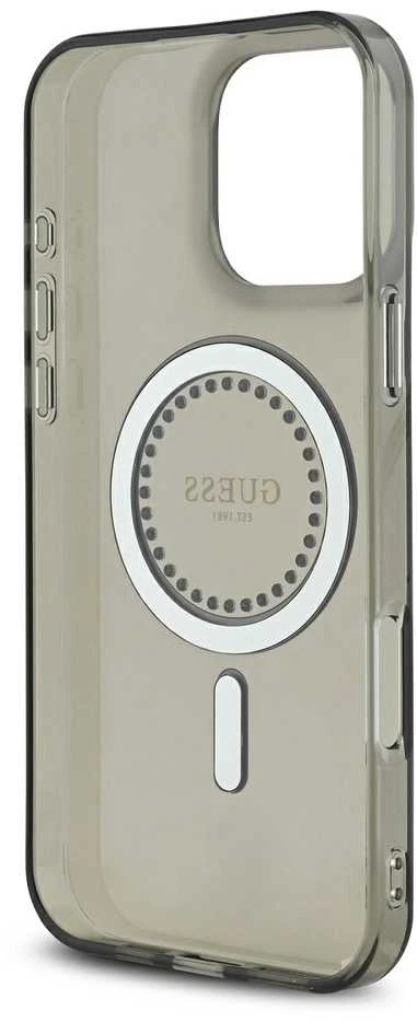 Guess GUHMP16XPFTDTEK Apple iPhone 16 Pro Max 6.9″ juodos spalvos kietas dėklas IML Rhinestones MagSafe