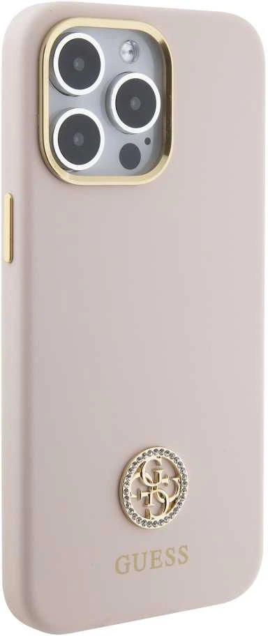 Dėklas GUESS GUHCP15XM4DGPPP IPHONE 15 PRO MAX 6.7 "LIGHT Rožinis/Rožinis HARDCASE SILICONE LOGO STRASS 4G