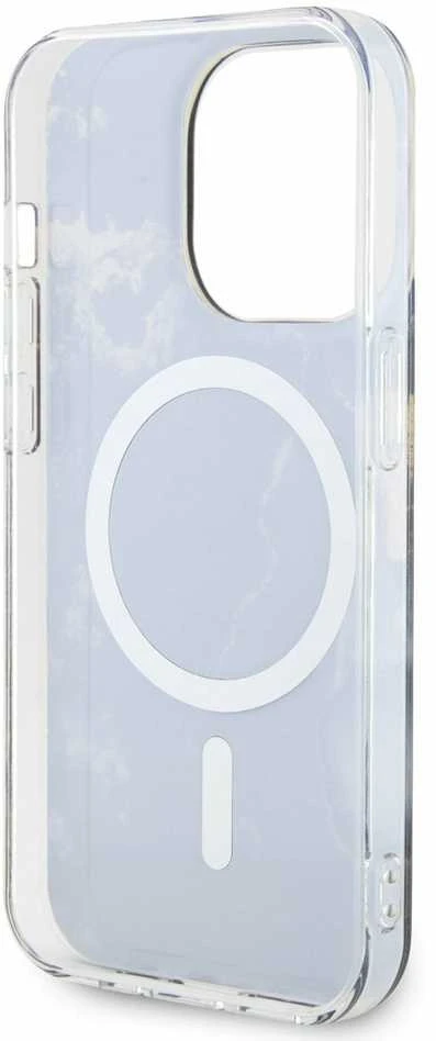 Guess GUHMP14LHTMRSK Apple iPhone 14 Pro 6.1″ juodos spalvos kietas dėklas Golden Marble MagSafe