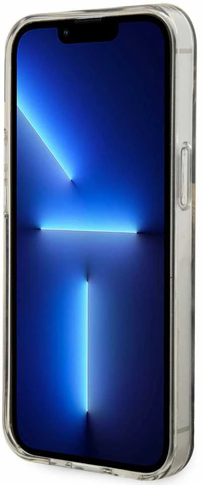 Guess GUHMP14SHTMRSK Apple iPhone 14 / 15 / 136.1″ juodos spalvos kietas dėklas Golden Marble MagSafe