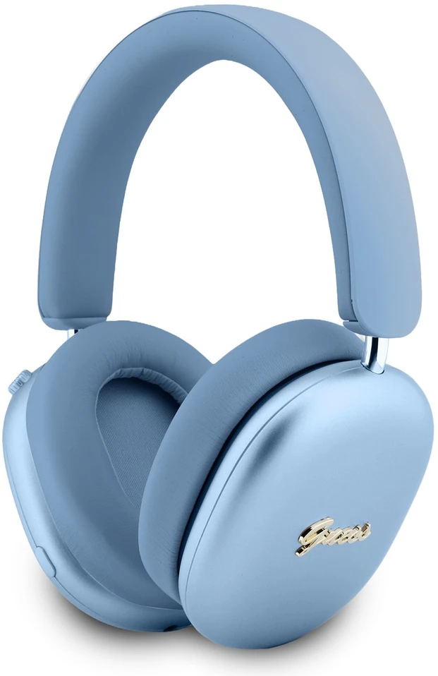 Ausinės „Over-ear“ Guess metalo efekto metalinis script logotipas „Bluetooth“ ENC mėlynos spalvos