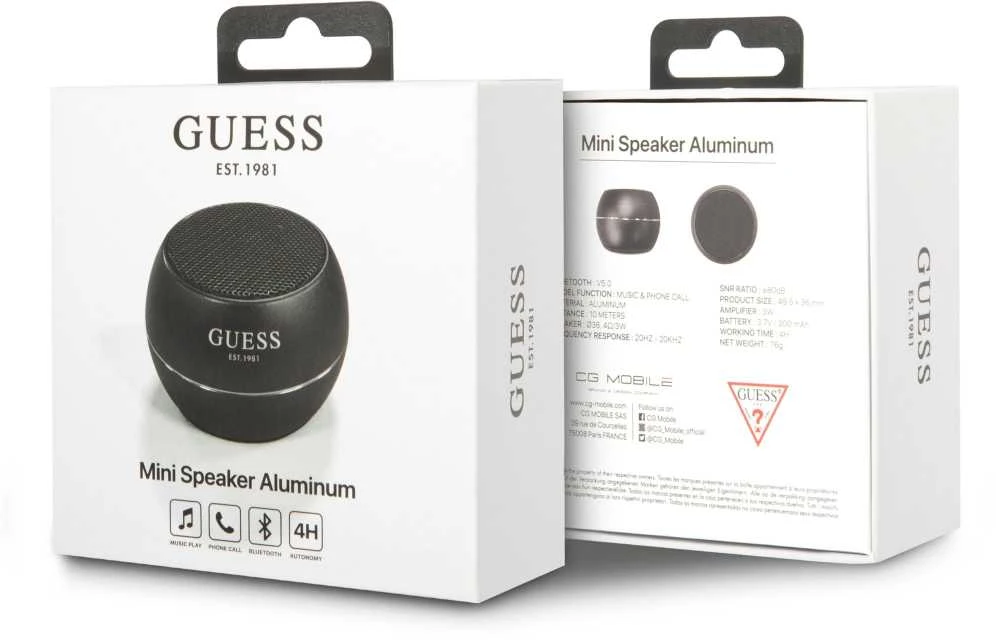Guess Speaker Bluetooth GUWSALGEK Speaker mini juodos spalvos