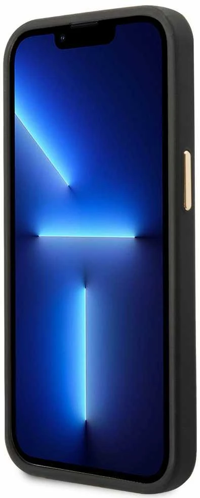 Guess GUHCP14MHG4SHK Apple iPhone 14 Plus / 15 Plus 6.7″ juodos spalvos kietas dėklas 4G Vintage Gold Logo