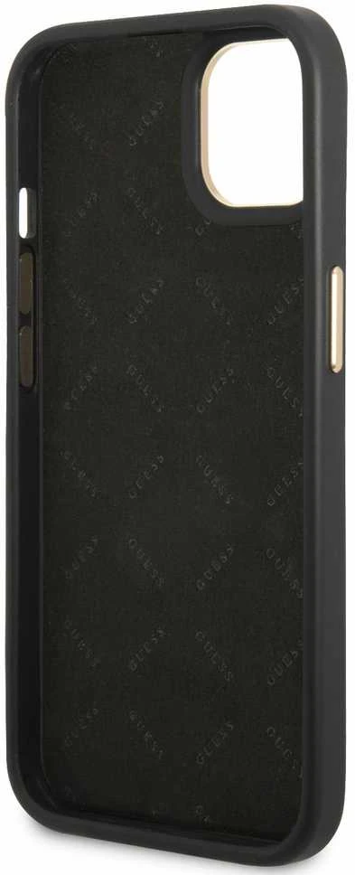 Guess GUHCP14MHG4SHK Apple iPhone 14 Plus / 15 Plus 6.7″ juodos spalvos kietas dėklas 4G Vintage Gold Logo