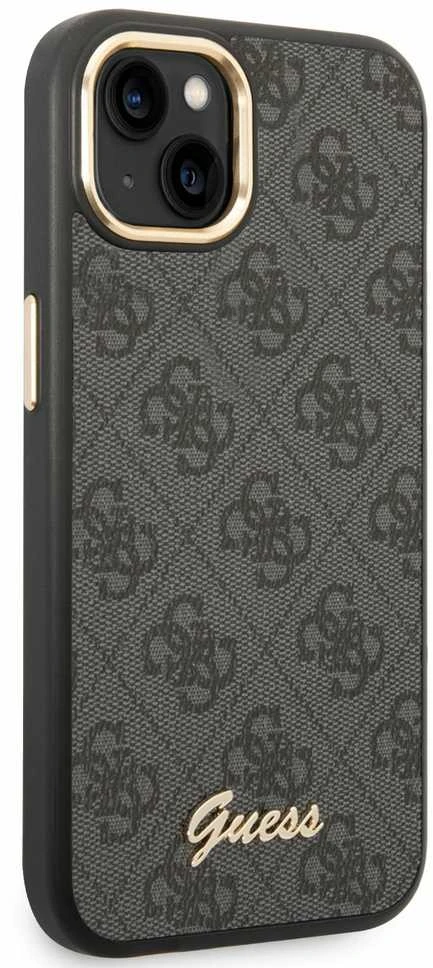 Guess GUHCP14MHG4SHK Apple iPhone 14 Plus / 15 Plus 6.7″ juodos spalvos kietas dėklas 4G Vintage Gold Logo
