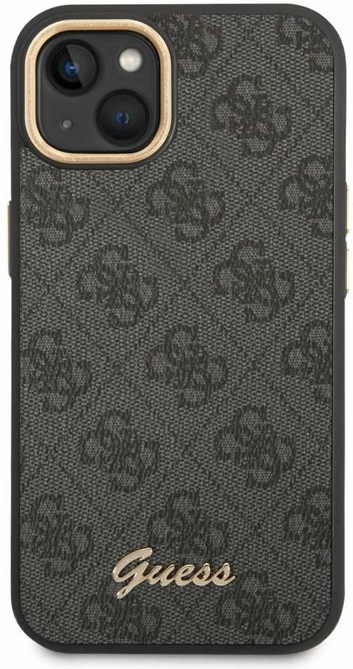Guess GUHCP14MHG4SHK Apple iPhone 14 Plus / 15 Plus 6.7″ juodos spalvos kietas dėklas 4G Vintage Gold Logo