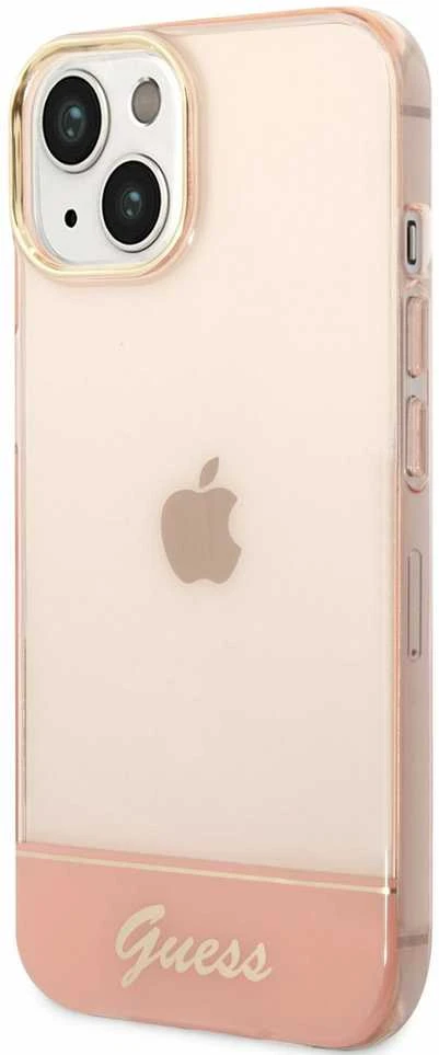 Guess GUHCP14MHGCOP iPhone 14 Plus 6,7 colių eilinis/rožinis kietas dėklas, permatomas