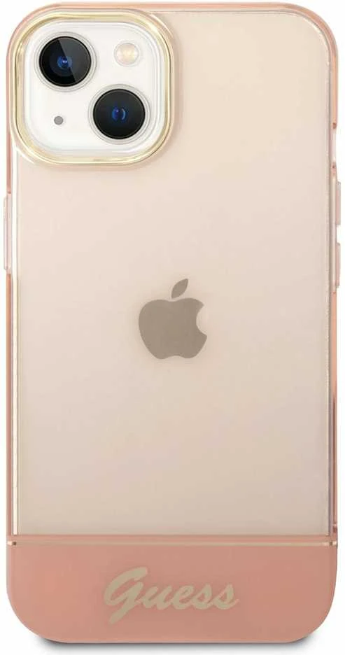 Guess GUHCP14MHGCOP iPhone 14 Plus 6,7 colių eilinis/rožinis kietas dėklas, permatomas