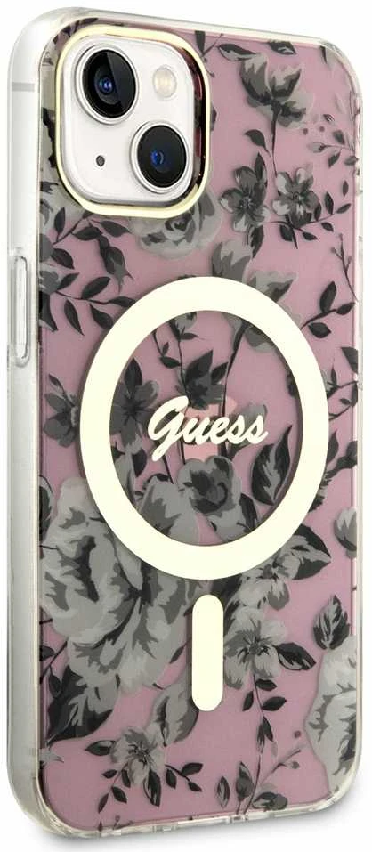 Dėklas GUESS GUHMP14SHCFWSP IPHONE 14/15/13 6.1 "Rožinis / Rožinis HARDCASE FLOWER MAGSAFE