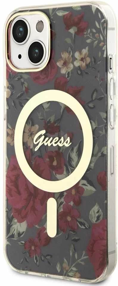 Dėklas GUESS GUHMP14SHCFWSA IPHONE 14/15/13 6.1 "Žalias / KHAKI HARDCASE FLOWER MAGSAFE