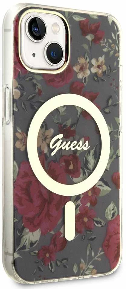Dėklas GUESS GUHMP14SHCFWSA IPHONE 14/15/13 6.1 "Žalias / KHAKI HARDCASE FLOWER MAGSAFE