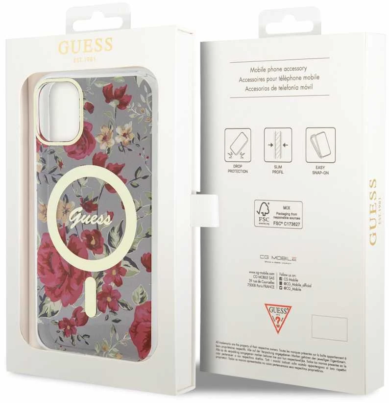 Dėklas GUESS GUHMN61HCFWSA IPHONE 11 / XR 6.1 "Žalias / KHAKI HARDCASE FLOWER MAGSAFE