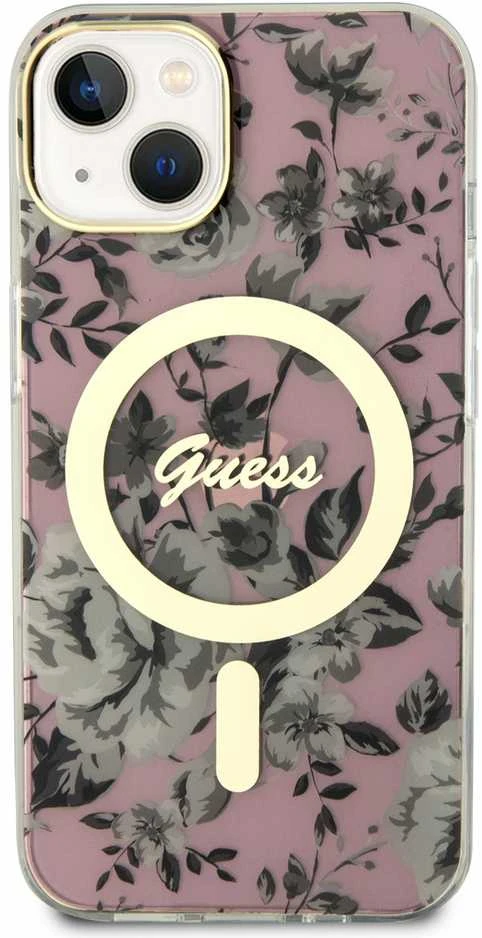 Dėklas GUESS GUHMP14SHCFWSP IPHONE 14/15/13 6.1 "Rožinis / Rožinis HARDCASE FLOWER MAGSAFE