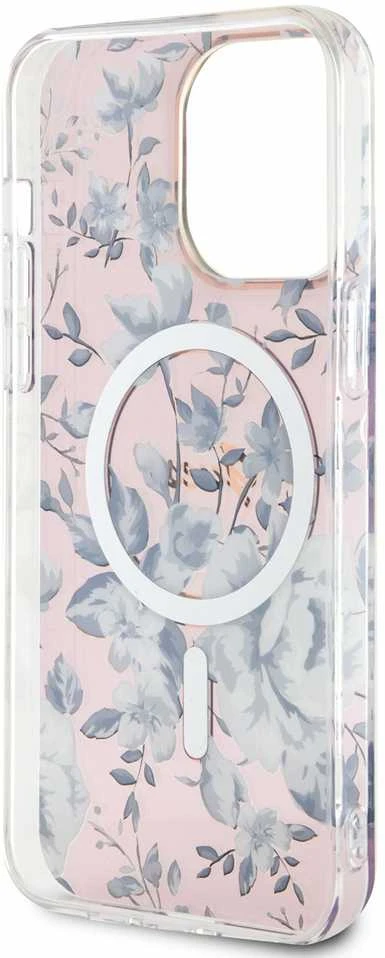 Guess GUHMP14XHCFWSP Apple iPhone 14 Pro Max 6.7″ rožinės spalvos kietas dėklas Flower MagSafe