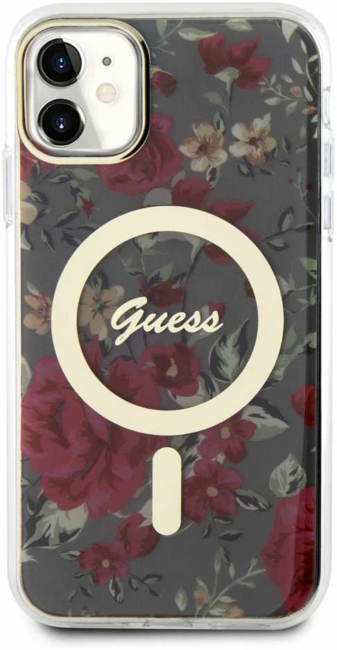 Dėklas GUESS GUHMN61HCFWSA IPHONE 11 / XR 6.1 "Žalias / KHAKI HARDCASE FLOWER MAGSAFE