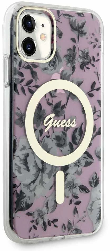 Dėklas GUESS GUHMN61HCFWSP IPHONE 11 / XR 6.1 "Rožinis / Rožinis HARDCASE FLOWER MAGSAFE
