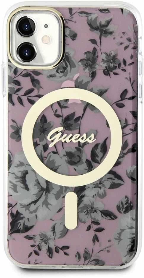 Dėklas GUESS GUHMN61HCFWSP IPHONE 11 / XR 6.1 "Rožinis / Rožinis HARDCASE FLOWER MAGSAFE
