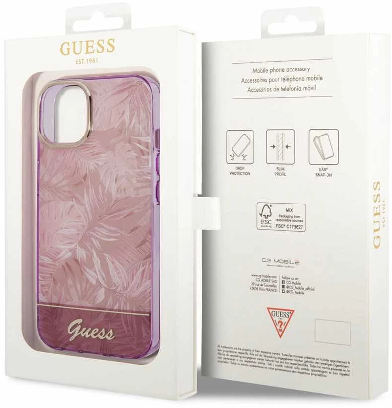 Dėklas GUESS GUHCP14MHGJGHP IPHONE 14 PLUS / 15 PLUS 6.7 "Rožinis / Rožinis HARDCASE JUNGLE COLLECTION