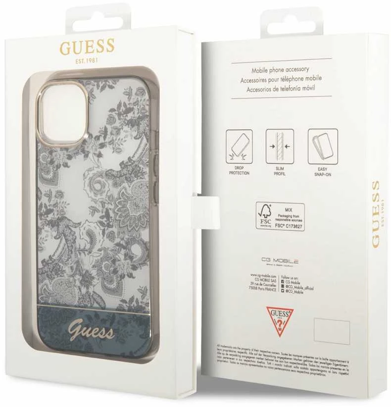 Dėklas GUESS GUHCP14MHGPLHG IPHONE 14 PLUS / 15 PLUS 6.7 "GRAY / GRAY HARDCASE PORCELAIN COLLECTION