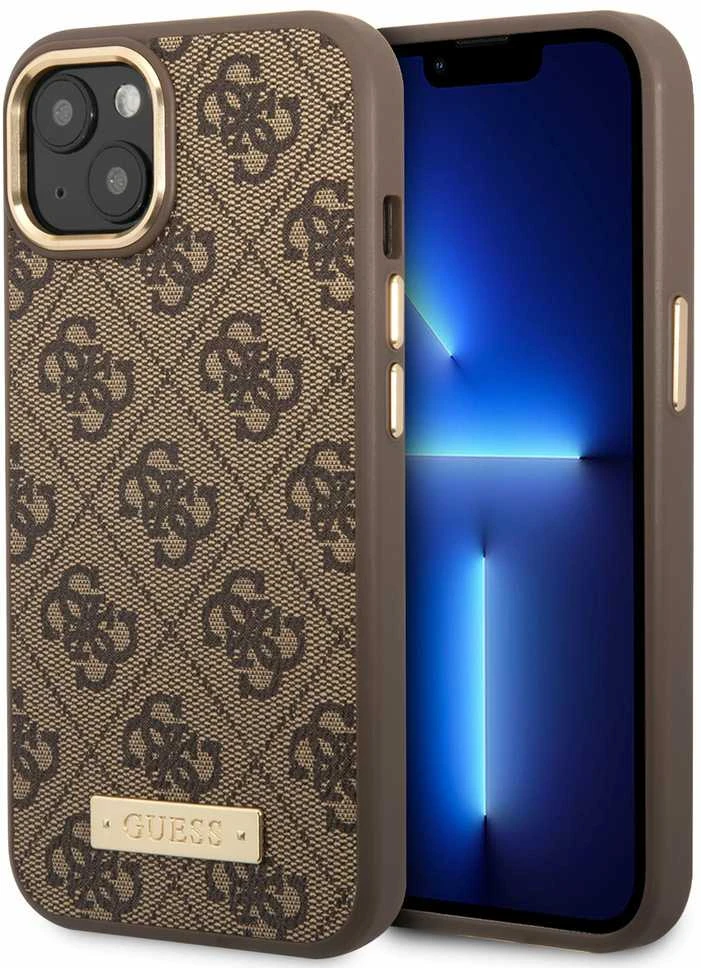 Dėklas GUESS GUHMP14MU4GPRW IPHONE 14 PLUS / 15 PLUS 6.7 "BROWN / BROWN HARD CASE 4G PLATE MAGSAFE LOGO