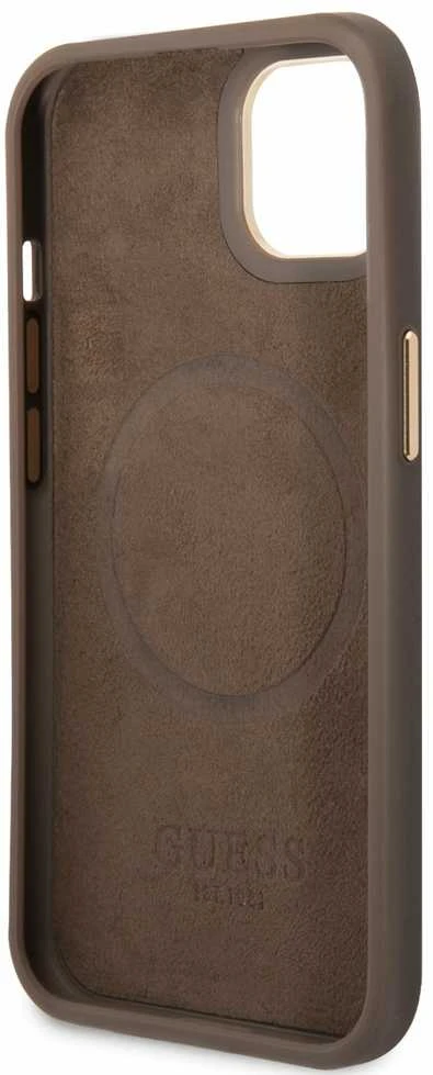 Dėklas GUESS GUHMP14MU4GPRW IPHONE 14 PLUS / 15 PLUS 6.7 "BROWN / BROWN HARD CASE 4G PLATE MAGSAFE LOGO