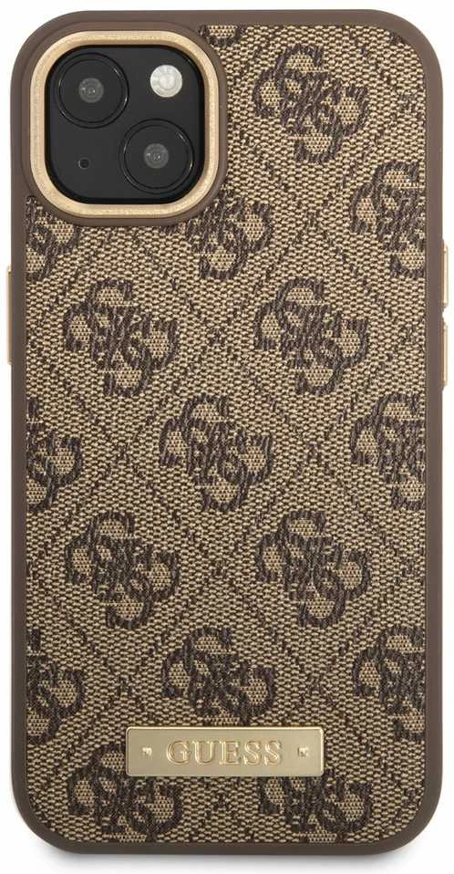 Dėklas GUESS GUHMP14MU4GPRW IPHONE 14 PLUS / 15 PLUS 6.7 "BROWN / BROWN HARD CASE 4G PLATE MAGSAFE LOGO