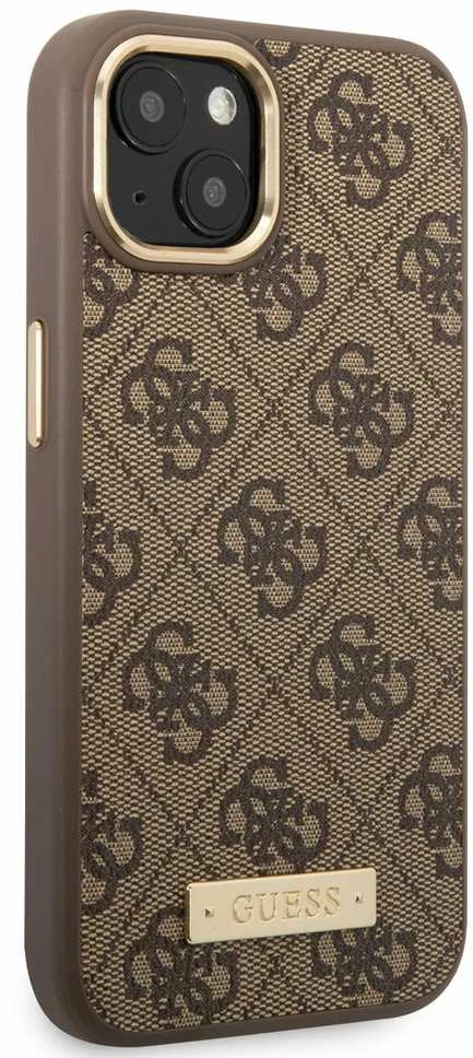 Dėklas GUESS GUHMP14MU4GPRW IPHONE 14 PLUS / 15 PLUS 6.7 "BROWN / BROWN HARD CASE 4G PLATE MAGSAFE LOGO