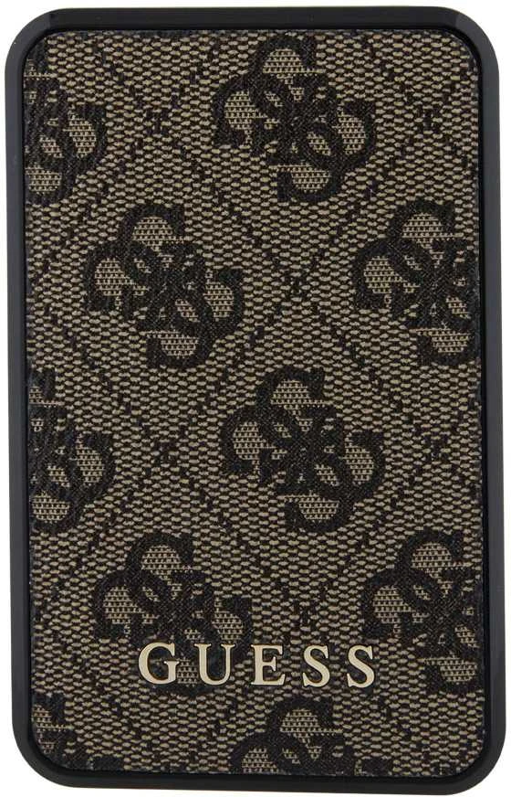 „Guess“ nešiojamoji baterija 18W GUPB10DP4GEGW 10000mAh rudos spalvos 4G odinis metalinis logotipas