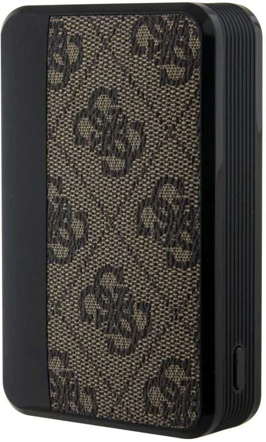 „Guess“ nešiojamoji baterija 18W GUPB10DP4GEGW 10000mAh rudos spalvos 4G odinis metalinis logotipas