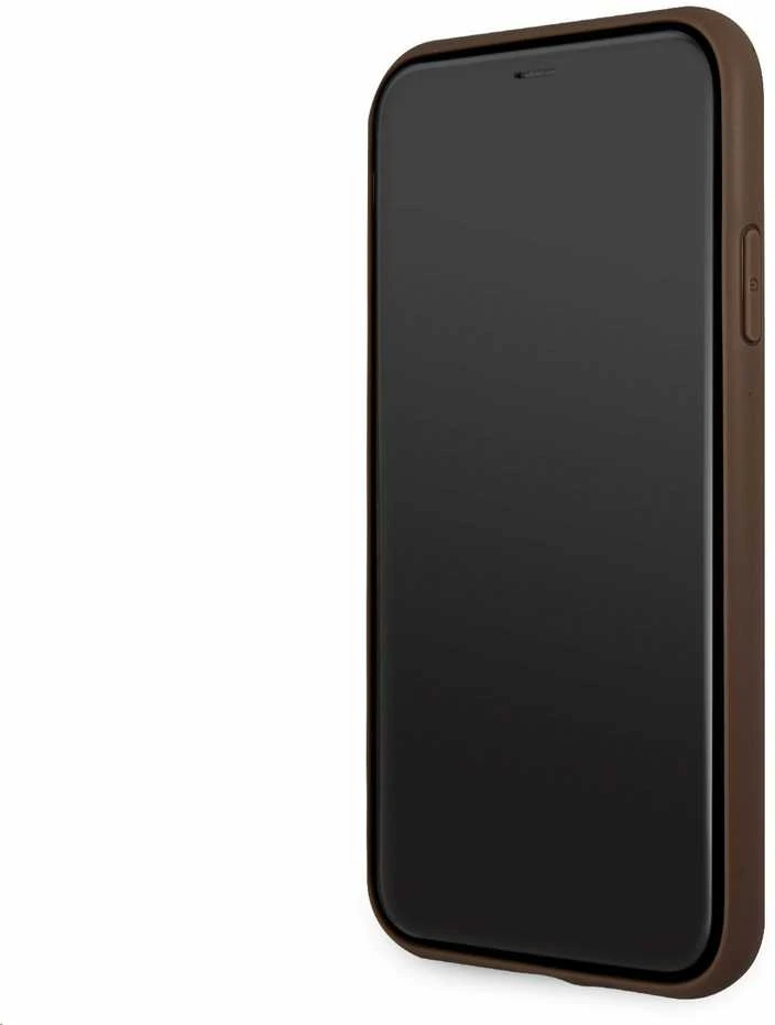 Guess iPhone 11 / XR iš 4G Big Metal Logo serijos – dėklas telefonui, rudos spalvos