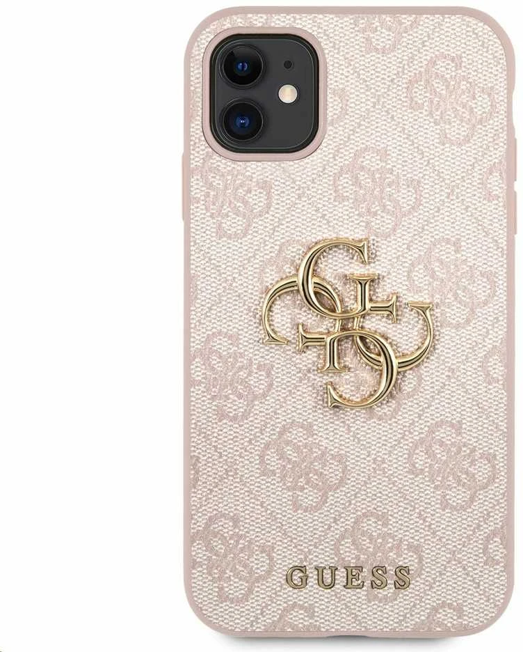 Apple iPhone 11 6.1 „Guess dėklas 4G Big Metal Logo GUHCN614GMGPI rožinės spalvos