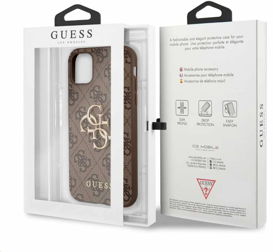Guess Apple iPhone 11 / XR from the 4G Big Metal Logo series – dėklas telefonui rudos spalvos