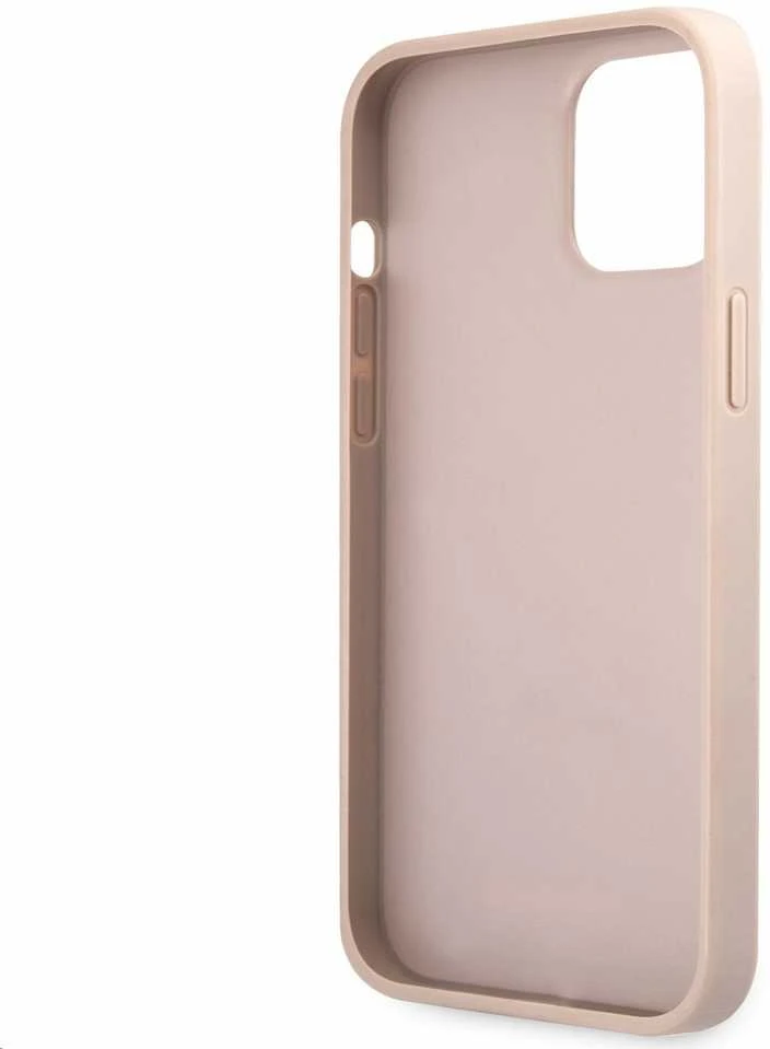 Guess PU 4G Metal Logo dėklas skirtas Apple iPhone 12/12 Pro rožinės spalvos