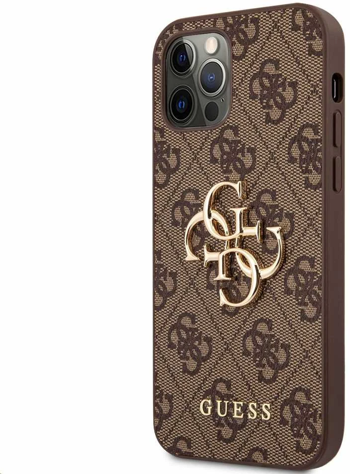 Dėklas Guess GUHCP12M4GMGBR skirtas Apple iPhone 12/12 Pro 6.1", rudas