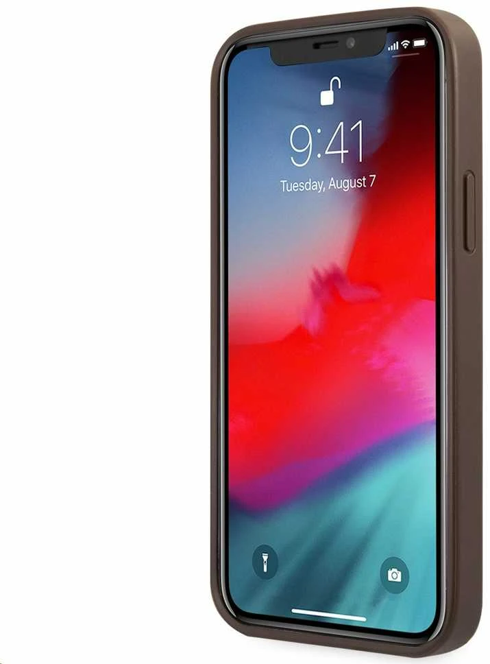 Dėklas Guess GUHCP12M4GMGBR skirtas Apple iPhone 12/12 Pro 6.1", rudas