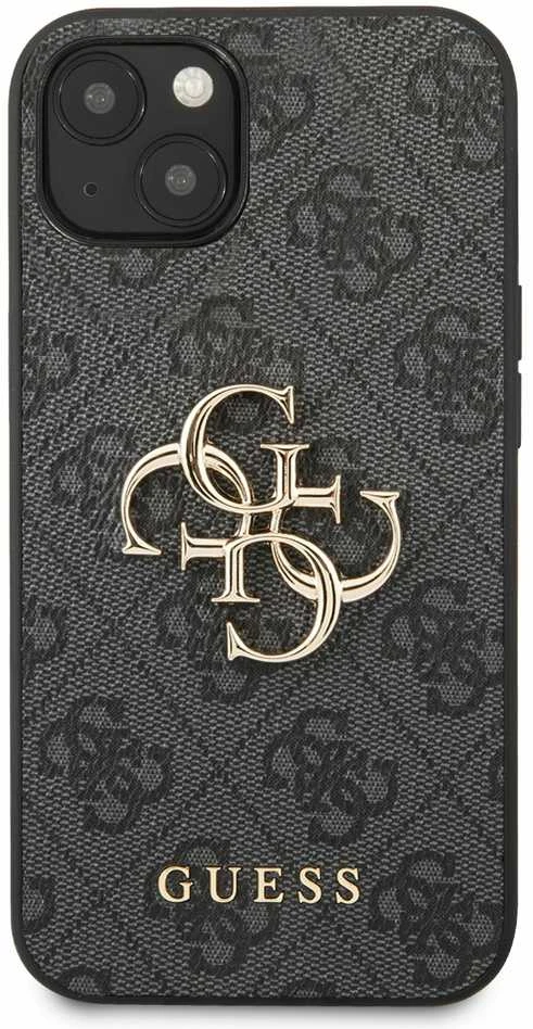 Dėklas Guess PU 4G Metal Logo Case skirtas iPhone 13, pilkas