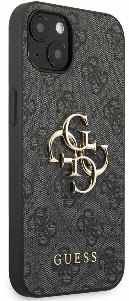 Dėklas Guess PU 4G Metal Logo Case skirtas iPhone 13, pilkas