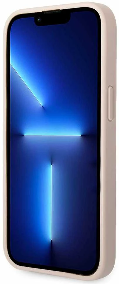 Guess PU 4G Metal Logo dėklas skirtas Apple iPhone 14 rožinės spalvos