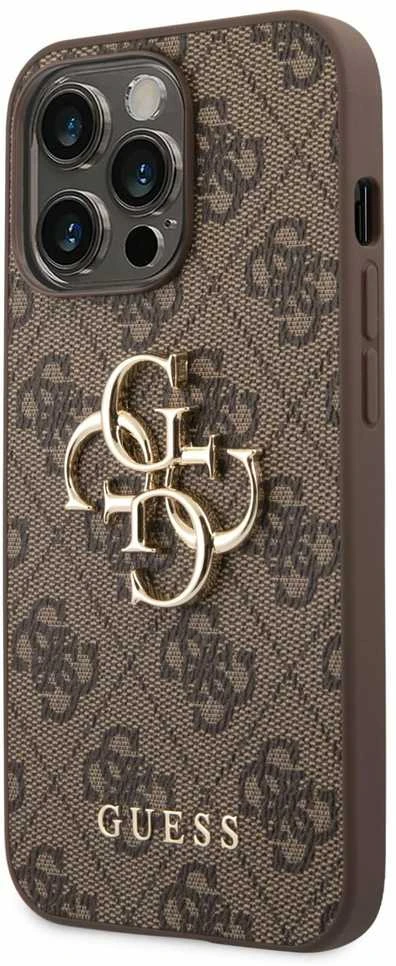 Apple iPhone 14 Pro Guess dėklas 4G Big Metal Logo rudos spalvos