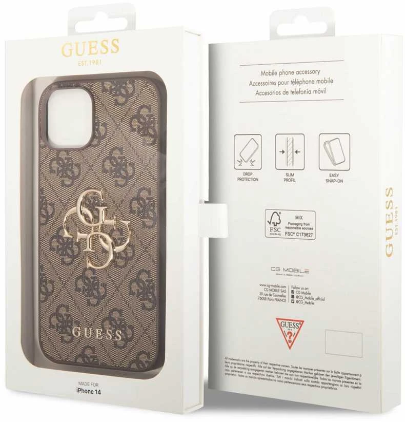 Dėklas GUESS GUHCP14S4S4GBBB IPHONE 14/15/13 6.1 "BRONZE / BROWN HARDCASE 4G BIG METAL LOGO