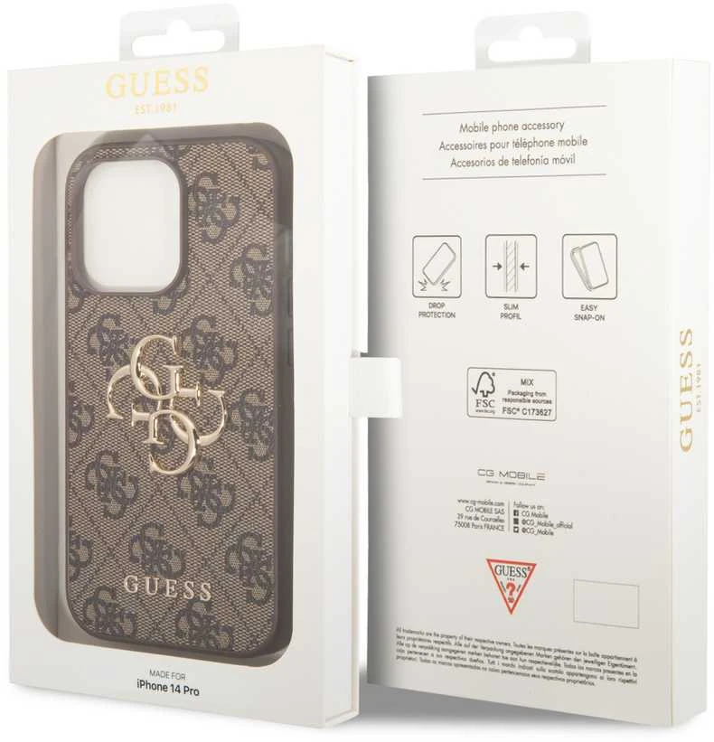 Dėklas GUESS GUHCP15L4L4GBBB IPHONE 15 PRO 6.1 "BRONZE/BROWN HARDCASE 4G BIG METAL LOGO