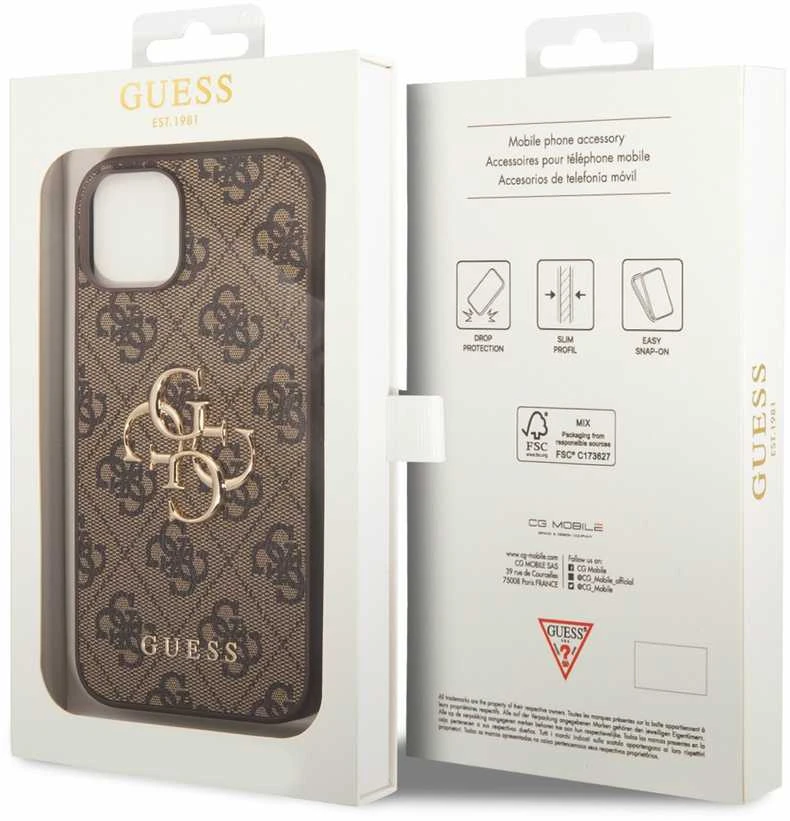 Dėklas GUESS GUHCP15S4GBBB IPHONE 15/14/13 6.1 "BRONZE / BROWN HARDCASE 4G BIG METAL LOGO