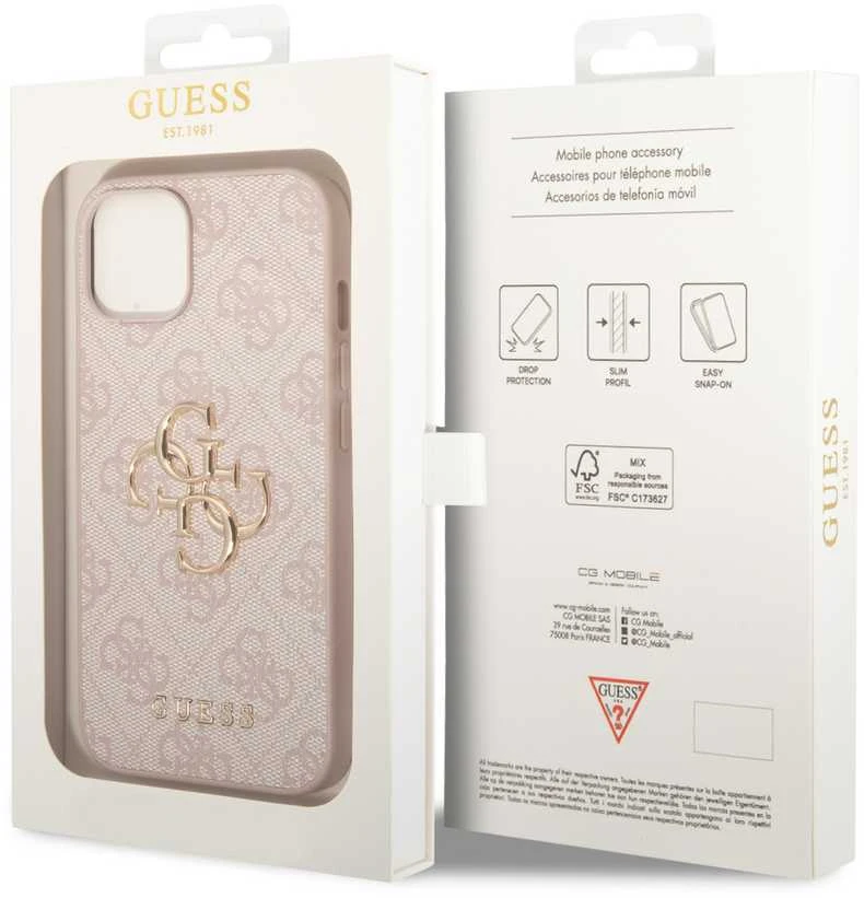 Dėklas GUESS GUHCP15S4GPIPI IPHONE 15/14/13 6.1 "Rožinis / Rožinis HARDCASE 4G BIG METAL LOGO
