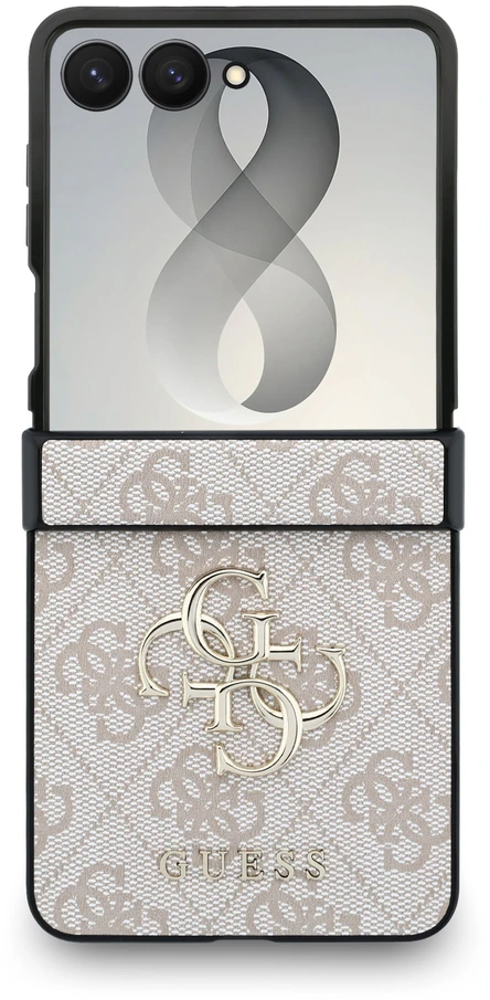 Guess PU 4G Metal Logo dėklas Samsung Galaxy Z Flip 8 rožinės spalvos