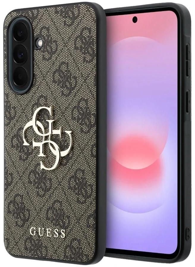 Guess PU 4G Metal Logo dėklas skirtas Samsung Galaxy A37 rudos spalvos