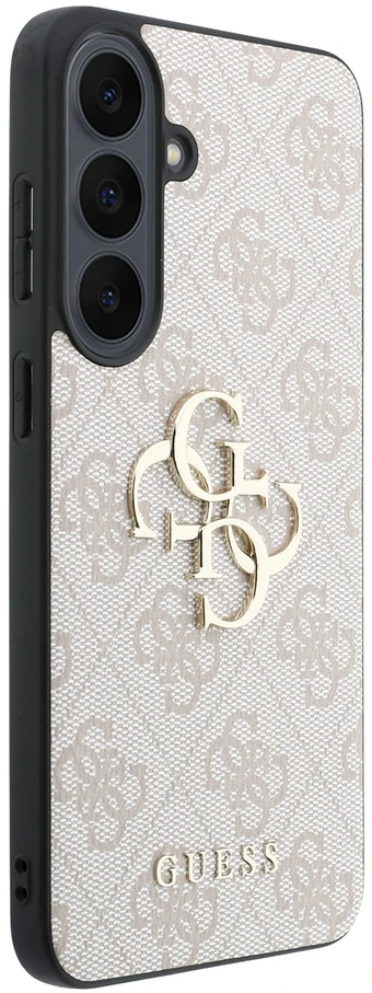Guess PU 4G Metal Logo dėklas, skirtas Samsung Galaxy S26 FE, rožinis