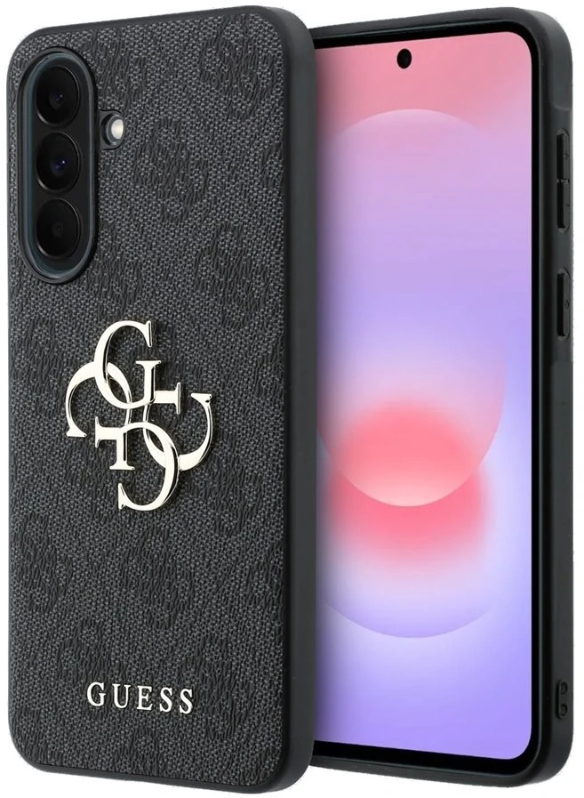 Guess PU 4G Metal Logo dėklas skirtas Samsung Galaxy A37 pilkos spalvos