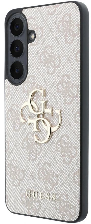 Guess PU 4G Metal Logo dėklas, skirtas Samsung Galaxy S26 FE, rožinis