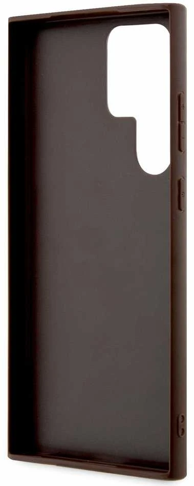 Guess PU 4G Metal Logo dėklas skirtas Samsung Galaxy S23 Ultra rudos spalvos